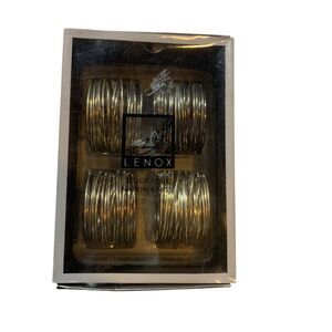Lenox Silver Tone Metal Wire Napkin Rings Set of 4 In Box Tableware Holiday